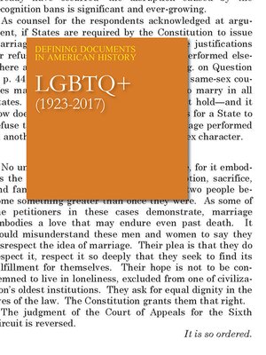 cover image of Defining Documents in American History: LGBTQ+ (1923-2017)